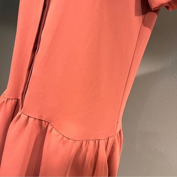Cynthia Rowley rust orange short sleeve straight knee length oversized dress - Picture 6 of 15